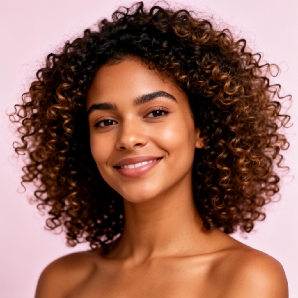 Mulher com cabelo cacheado natural